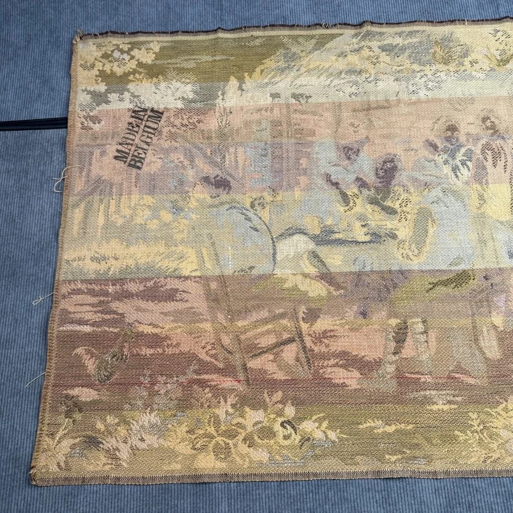 Vintage Made in Belgium Woven Wall‎ Tapestry Tavern Scene European Textile Art